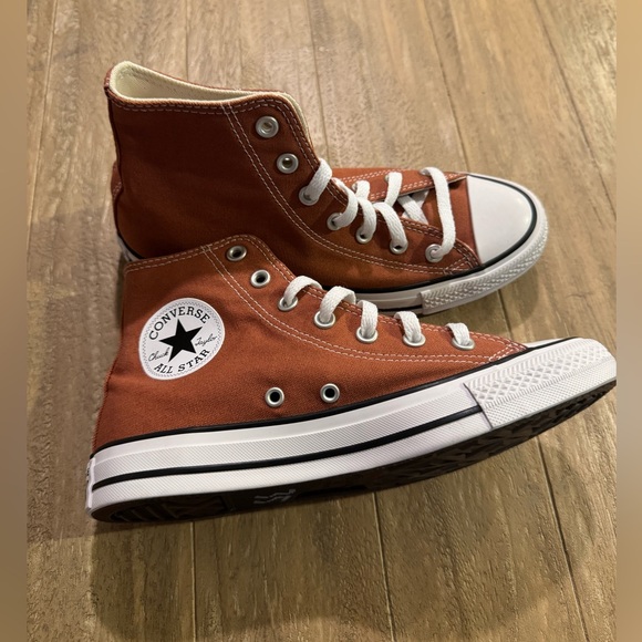 Converse Other - Converse Kids High Top Sneakers in Rust Orange with White Trim